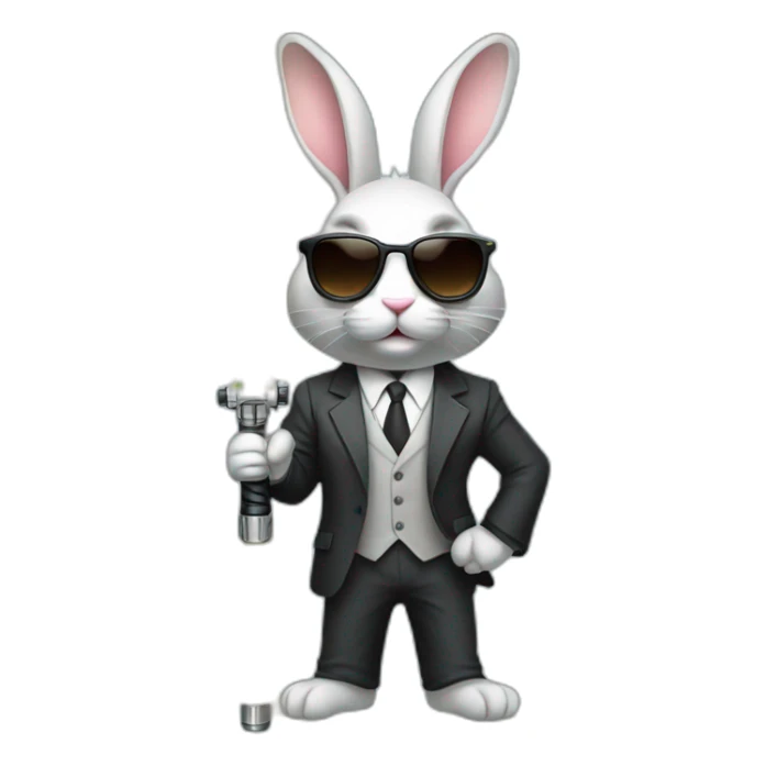 Rabbit with suit and sunglasses and  lightsaber light on completely sticker