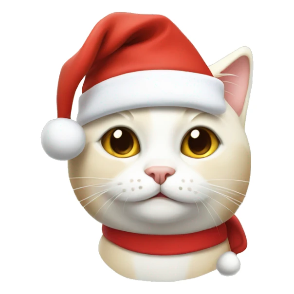 Cream and white cat with a santa hat sticker
