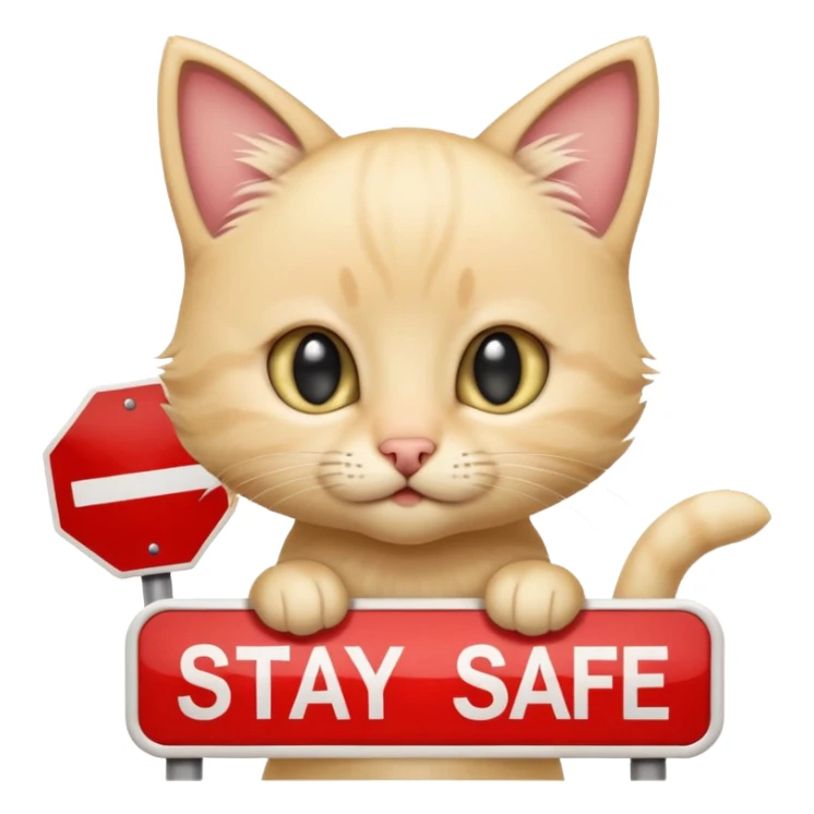 Cute Blonde kitten with a sign that says, Stay safe driving! sticker