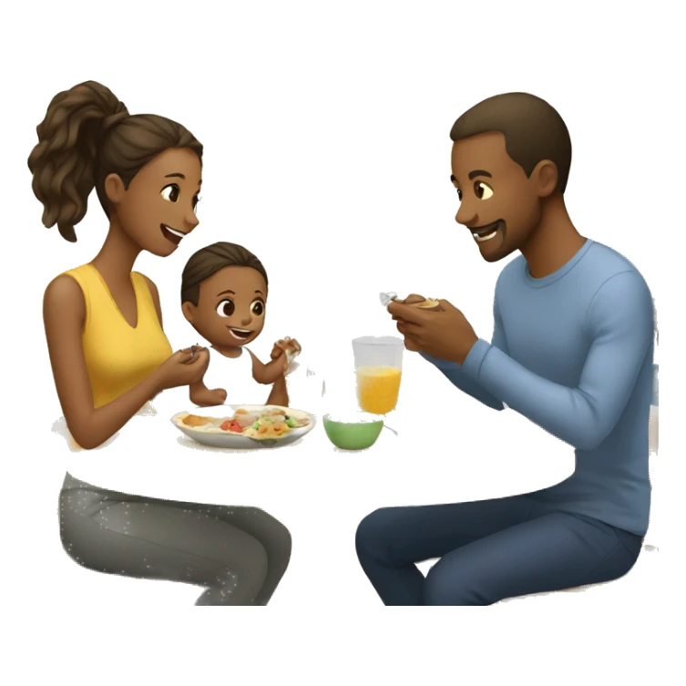 Two Parents are eating lunch with their baby sticker