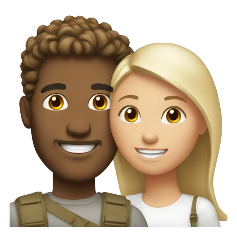 happy couple outdoors in white sticker