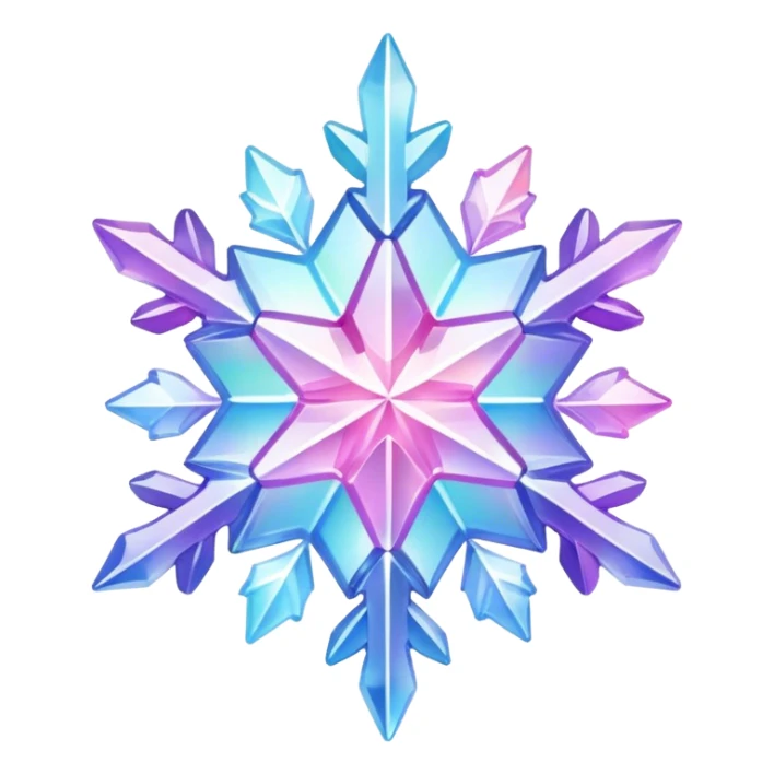 Gradient iridescent Pastel rainbow Pink violet blue crystal star snowflake  sticker