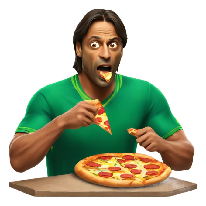Shoaib Akhtar eating pizza sticker