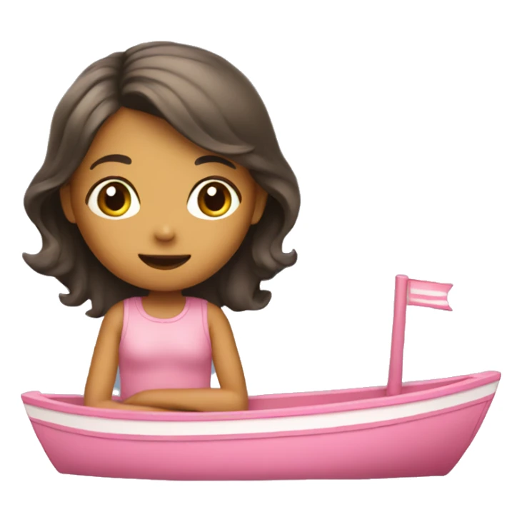 A girl with a cute pink boat sticker