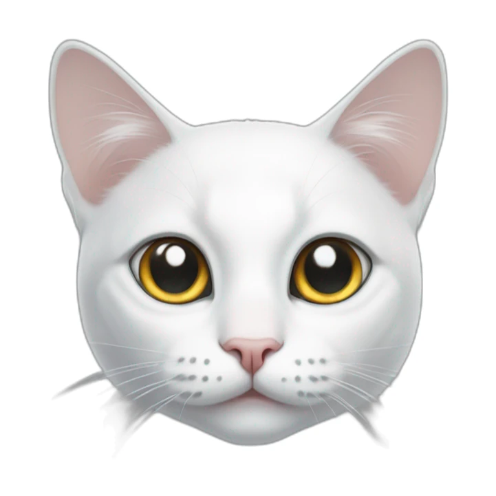 white cat with heterchromia eyes and gray spot on head sticker