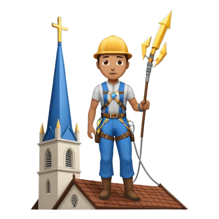 steeplejack man lightning conductor on a church spire sticker