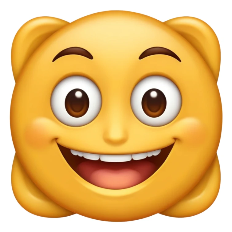 Crie um emoji com base neste rosto de referência. Mantenha os olhos, nariz e boca semelhantes, mas simplifique-os em um estilo de desenho animado. Certifique-se de que a expressão seja divertida com um grande sorriso e exagere os olhos para dar uma sensação divertida de emoji sticker
