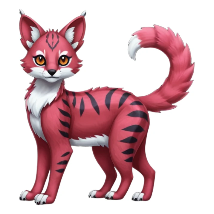Colorful dark neon pastel gloomy edgy spooky evil tropical ruby exotic cute cool beautiful shiny beautiful fantasy-caracal-civet-genet-sergal-vernid-serval-Gryphon-Cacomistle-Trico-oncilla-animal-Fakémon-hybrid-fursona (full body) sticker