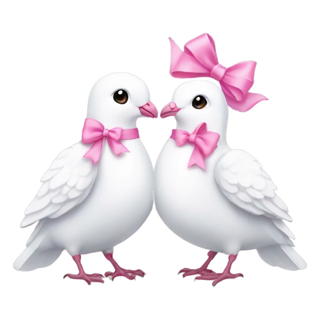 Two White doves with pink bows around their necks sticker