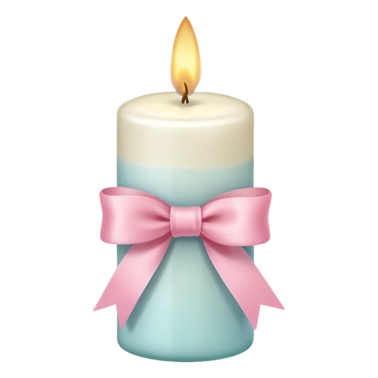 candle with pink pastel ribbon sticker