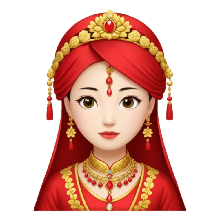 Chinese bride getup, heavy jewelary, traditional. sticker