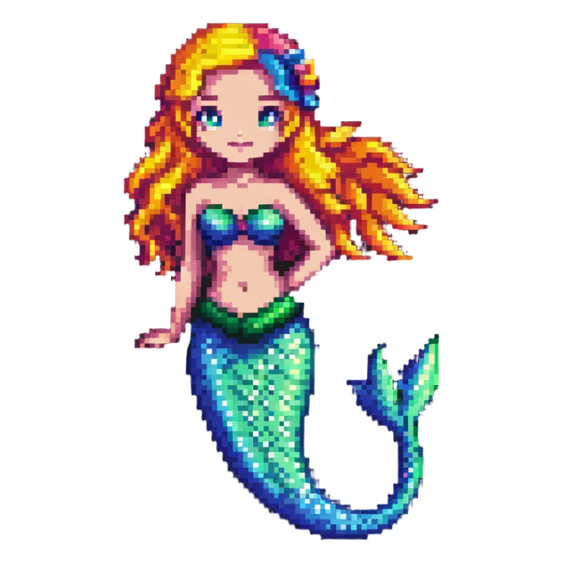 Mermaid with colorful tail sticker
