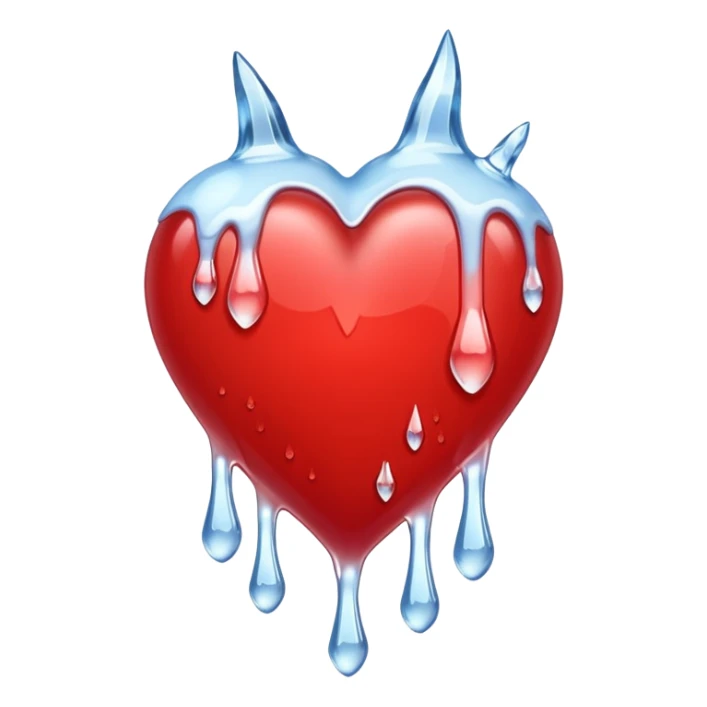 cold heart , red heart with icicles dripping on the bottom sticker