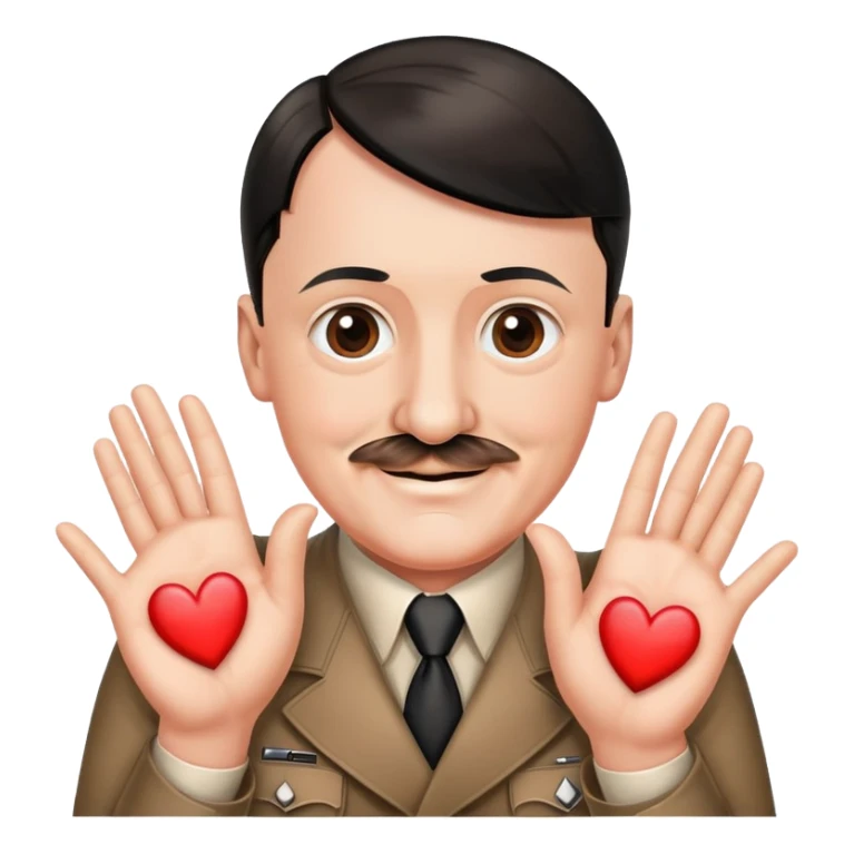 Hitler smiles and shows a heart with his hands sticker