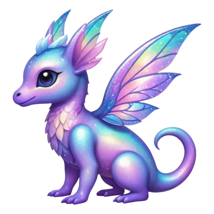 Pastel nebula glittery Randomly-faerie-drake-colored sparkly exotic Fakémon-creature sticker