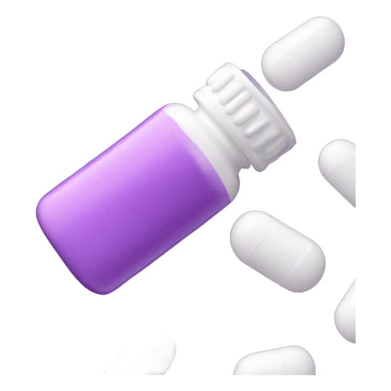 pills spilling from pill bottle purple sticker