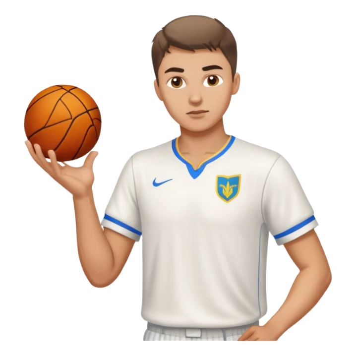 Ukrainian young man in a white embroidered shirt playing sports sticker