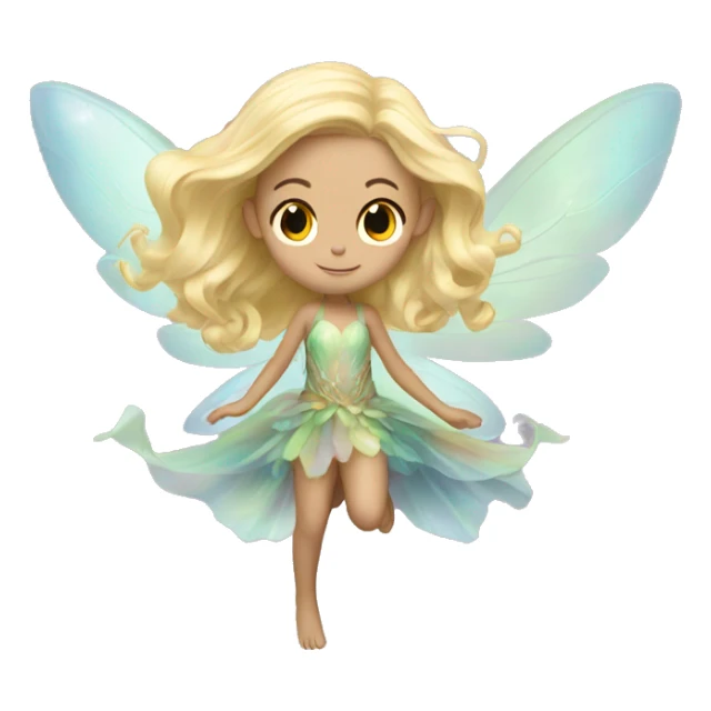 Iridescent fairy flying long hair blonde full body sticker