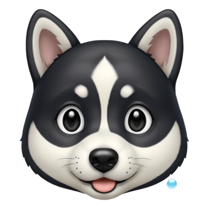 Black husky with white inside ears, white bubbles for eye brows, white mouth and black stripe going down nose sticker