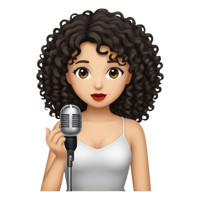 Singer curly hair black brunette girl sticker