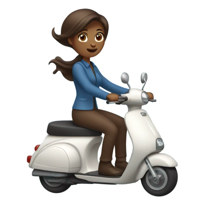 Blue eyes woman with chocolate hair on scooter sticker