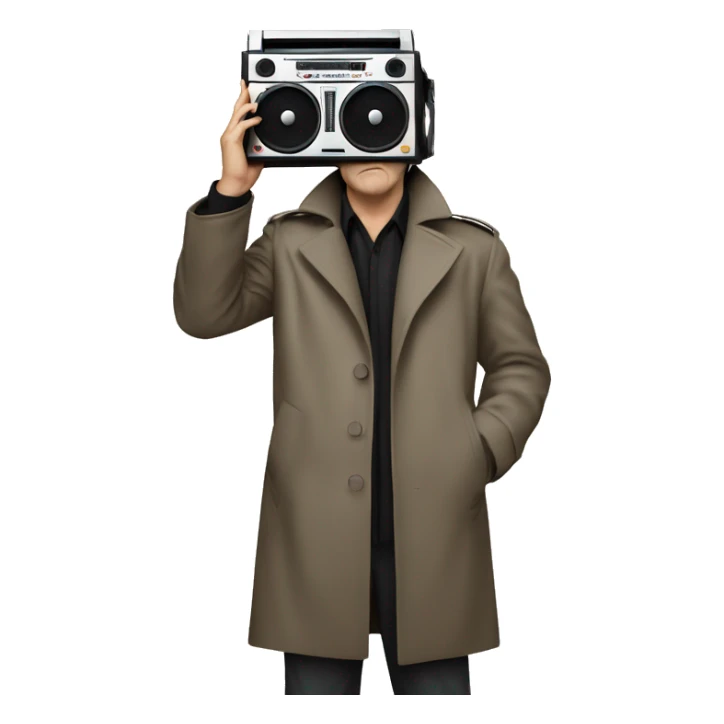 john-cusack-holding-boombox-over his head wearing trench coat  sticker