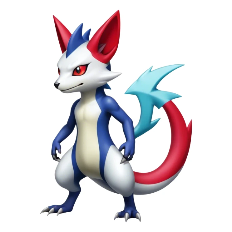 Cool Edgy Badass Shiny Colorful Digimon-Sneasel-Zangoose-hybrid full body sticker