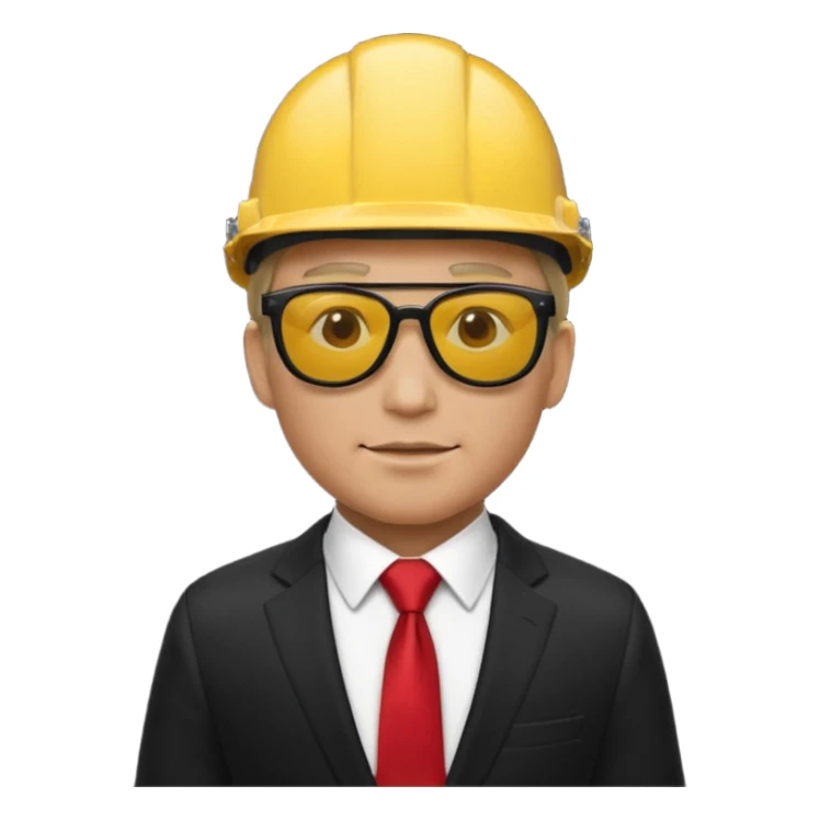 black suit red tie with yellow helmet man and sunglasses sticker