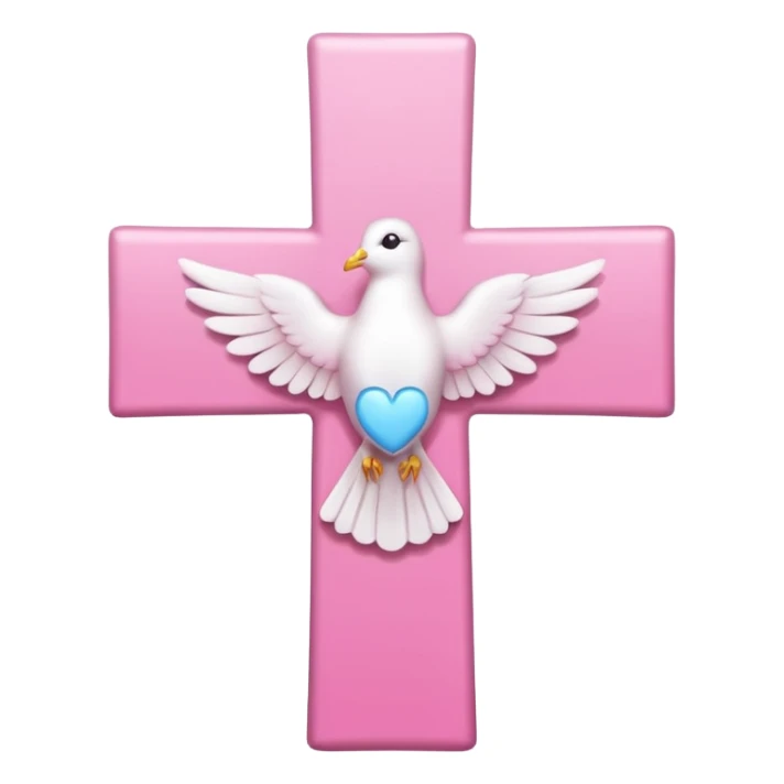 Pink and white simple holy cross with a dove  sticker