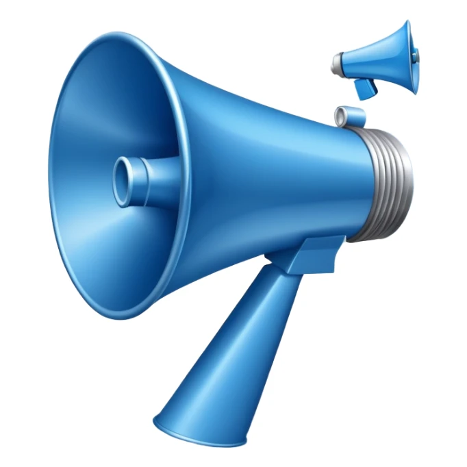 An icon featuring a megaphone, a press release, and a social media icon, symbolizing advertising and public relations. The design includes a billboard and communication network lines, representing brand promotion and media outreach. Transparent background highlights the power of communication. sticker