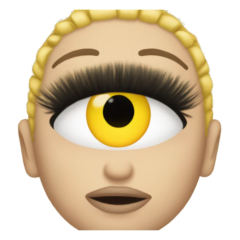 yellow emoji with lashes and nails sticker