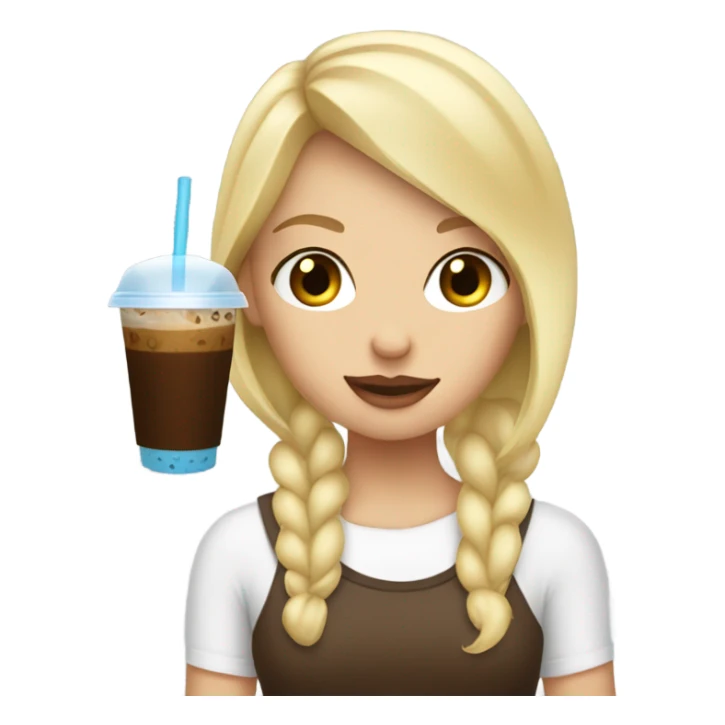 Blonde girl addicted to iced coffee sticker