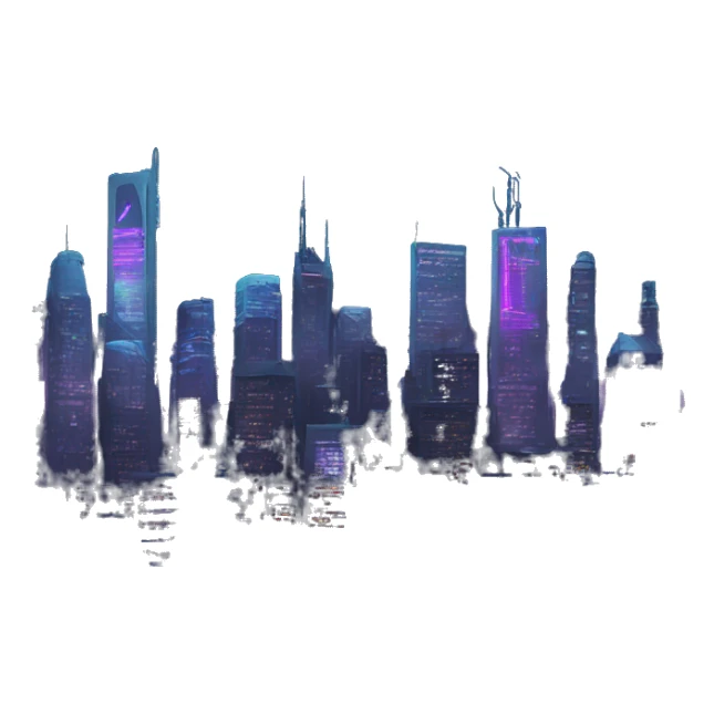 cyberpunk city skyline at night sticker