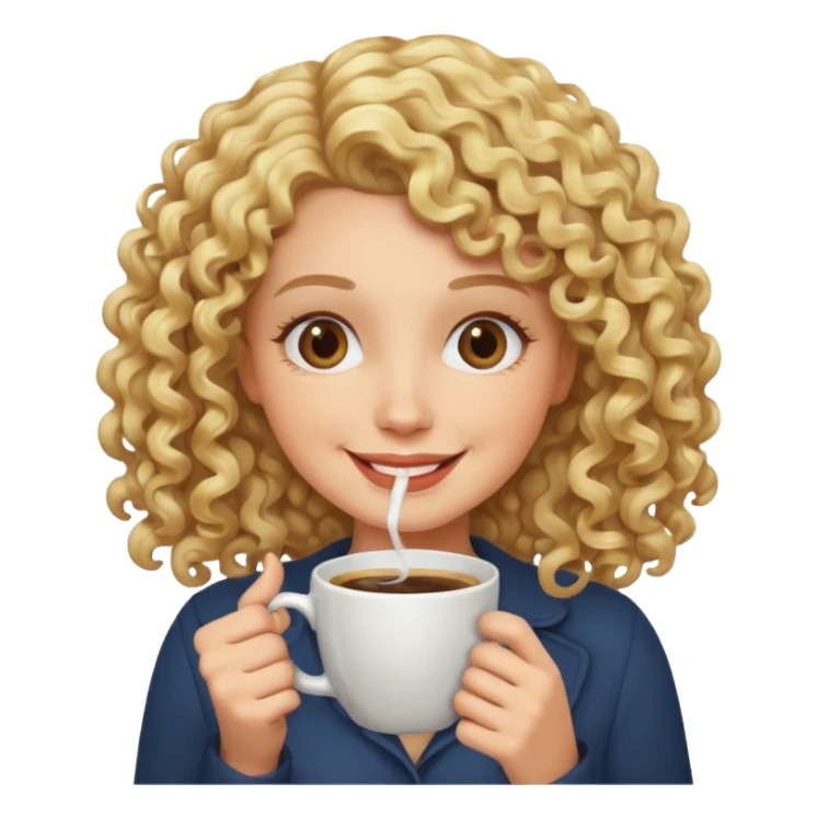 curly blonde woman drink coffe sticker