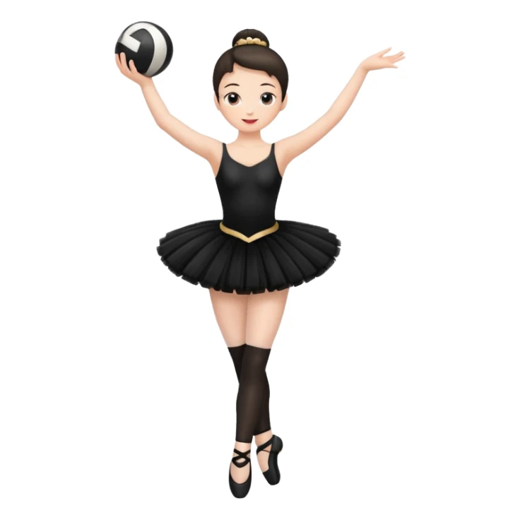 full body balet with black tutu holding ball sticker