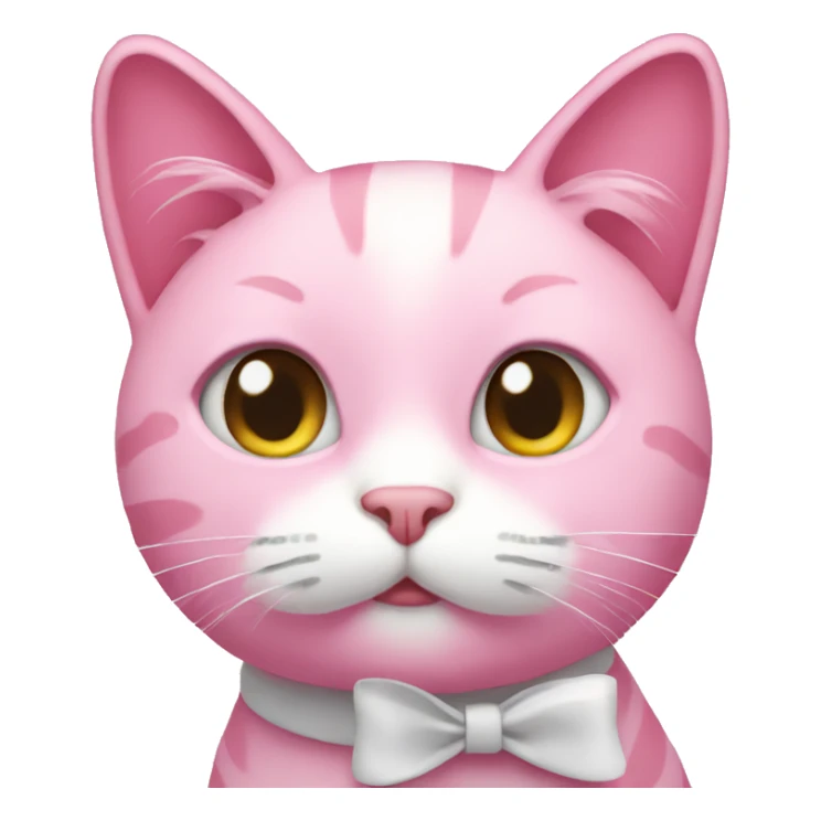 pink cat with white bow sticker