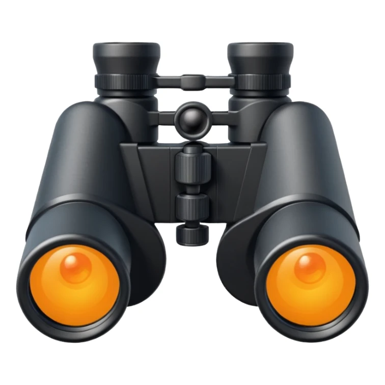  simple black binoculars with large lenses make lenses point out straight sticker