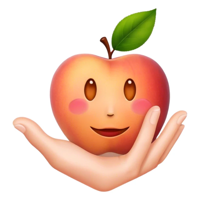 The Apple peach emoji with handprint sticker