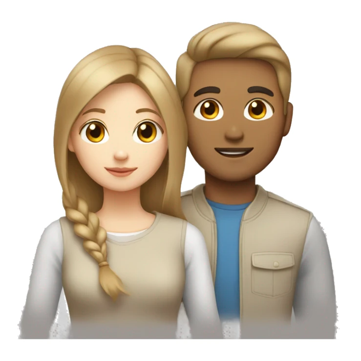 white light brown hair girl with an asian guy sticker