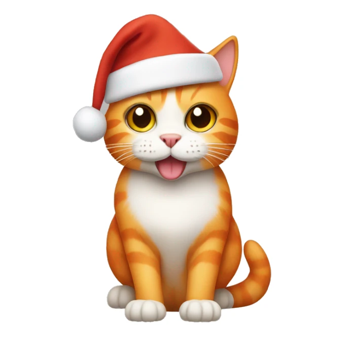 Orange cat wearing a santa hat sticker