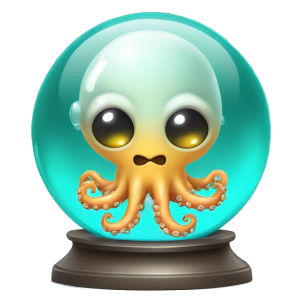 crystal ball with turquoise cute little surgeon octopus sticker