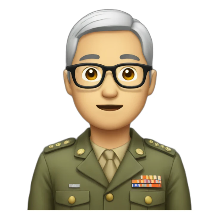 Former Japanese soldier wearing glasses sticker