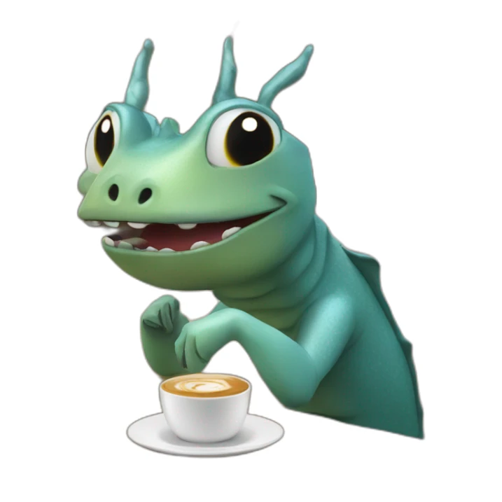 Un cangrejo en paracaídas tomando café sticker