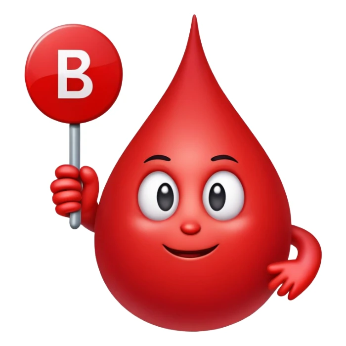 blood drop character holding a B.R.B. sign sticker