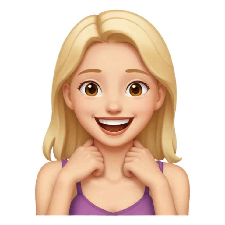 girl holding her neck laughing  sticker