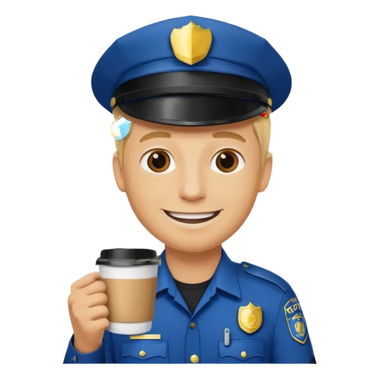 police blonde man holding coffe sticker