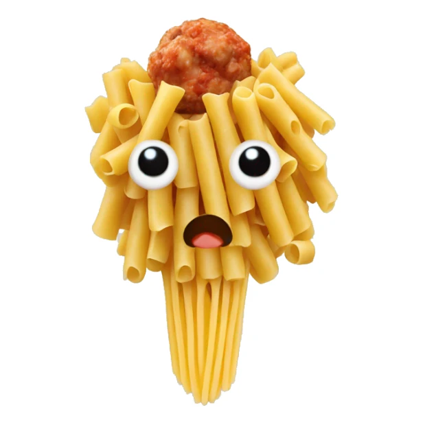 Pasta with a meatball on its head with eyes sticker