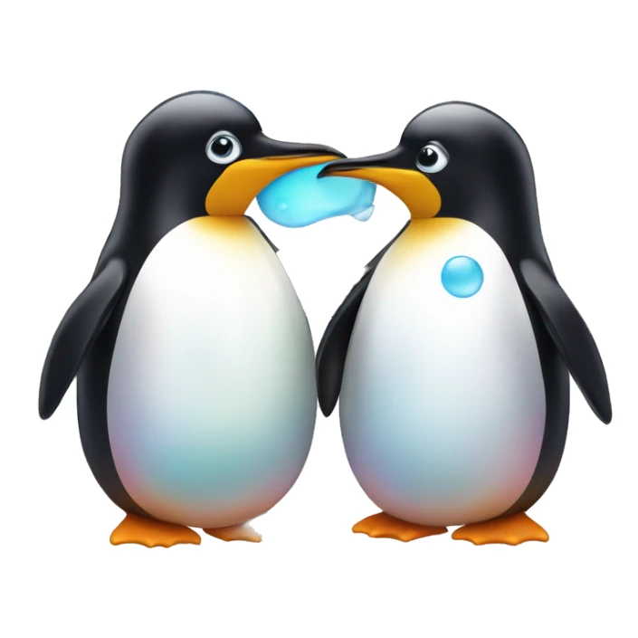 penguins in love with colorful soap bubbles sticker