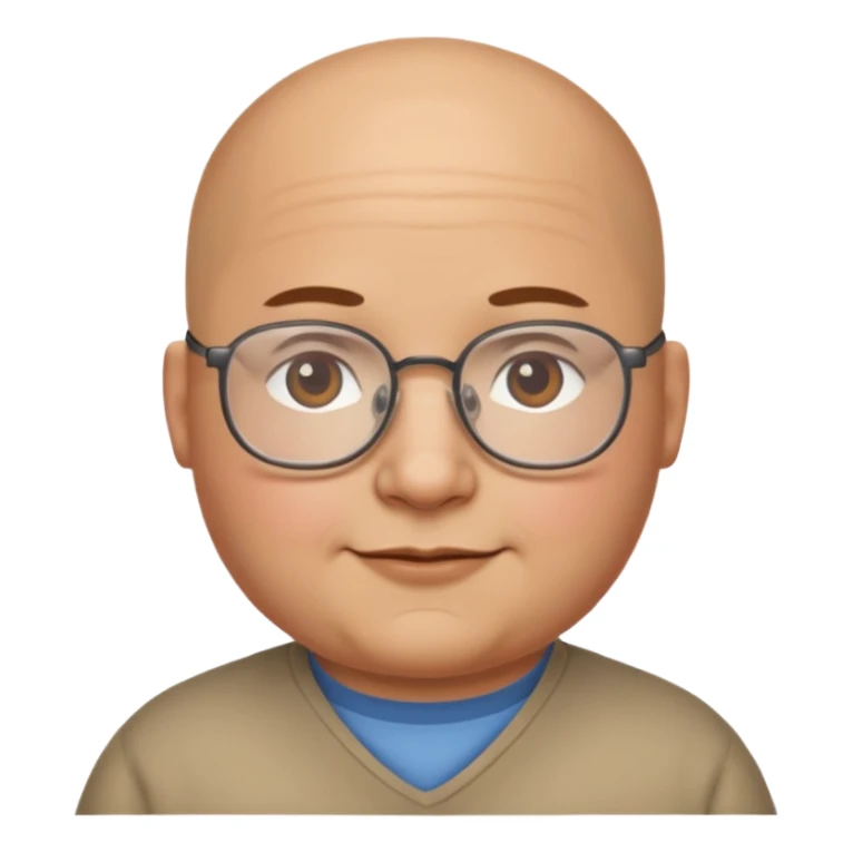 bald from the middle chubby face with glasses sticker