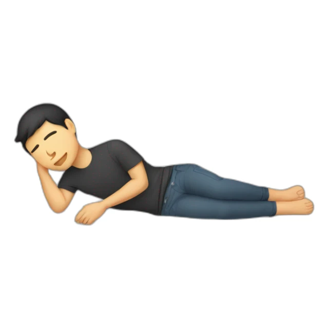 Asian guy sleeping on side with a pillow between his foot sticker